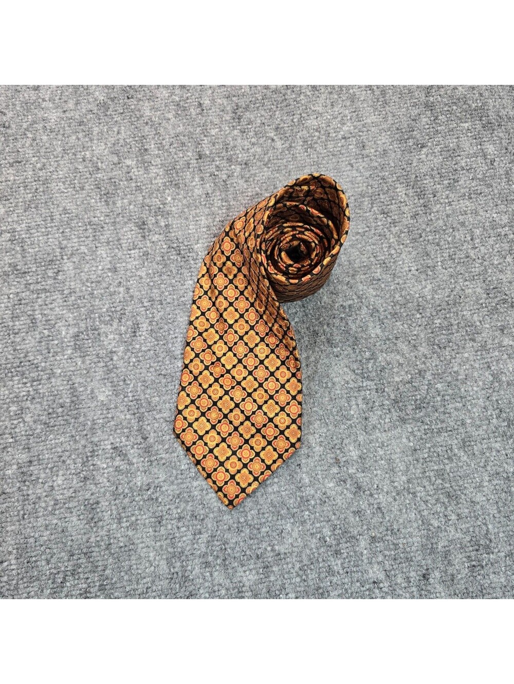 Stefano Ricci Silk Tie Made in Italy Black Gold Floral Medallion Luxury Necktie